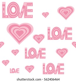 Seamless  pattern with heart and love. Vector endless background 
for cards for Valentine's Day or other celebrations.