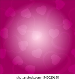 Seamless pattern of heart on a burgundy gradient background