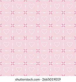 Seamless Pattern Heart on a Pink Background.