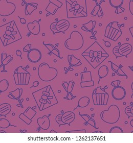 Seamless pattern with heart and other signs for the Happy Valentine's Day. For holidays greeting cards,banners,wallpapers and craft paper.Vector illustration