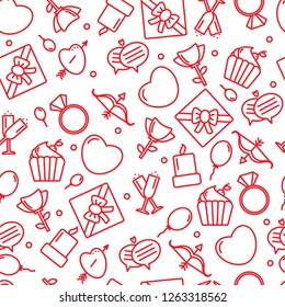 Seamless pattern with heart and other signs for the Happy Valentine's Day. For holidays greeting cards,banners,wallpapers and craft paper.Vector illustration