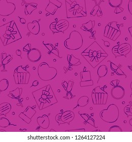 Seamless pattern with heart and other signs for the Happy Valentine's Day. For holidays greeting cards,banners,wallpapers and craft paper.Vector illustration