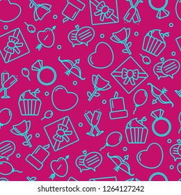 Seamless pattern with heart and other signs for the Happy Valentine's Day. For holidays greeting cards,banners,wallpapers and craft paper.Vector illustration