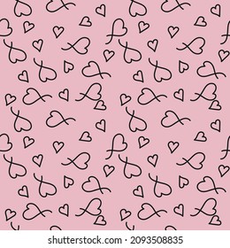 seamless pattern heart, pink and black, background 