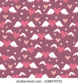 Patrón sin brillo con el corazón. Impresión para textiles, papel de pared, cubiertas, superficie Estilización retro