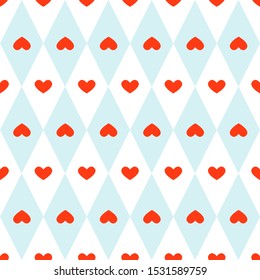 Seamless pattern with heart and rhombus. Happy Valentine's day, Mother's day background