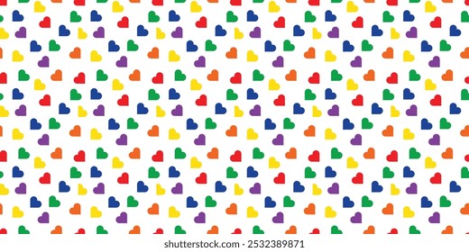 Seamless pattern Heart Shape Drawing. Pride month background. holiday texture. heart pride color seamless pattern, vector illustration