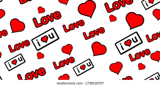 Seamless pattern with heart shape. Freehand drawing. Can be used on packaging paper, fabric, textile, background for different images, etc