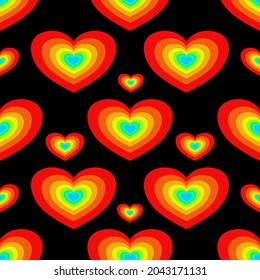 seamless pattern with heart shape main ornament in bold strong color