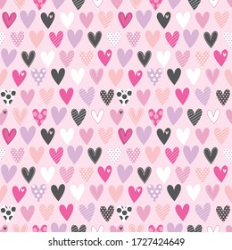 Seamless pattern with heart shape on white color background