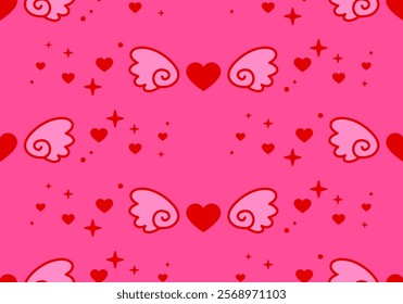 Seamless pattern of heart shape. Pink romantic pattern. Pink colors. Trendy vector illustration. Valentine's day, birthday pattern design for wrapping paper, paper bags, wallpaper