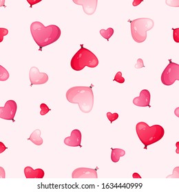 Seamless pattern heart shaped air balloons. Vector background design for fabric or wrapping paper.