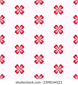 Seamless pattern of heart shaped flowers on isolated background. Design for celebration of Valentine’s Day, wedding, mother’s day, for greeting cards, scrapbooking or home decor.