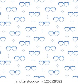 Seamless pattern with heart shaped glasses. Greeting card happy Valentine's Day. Romantic background. Design for banner, poster or print.
