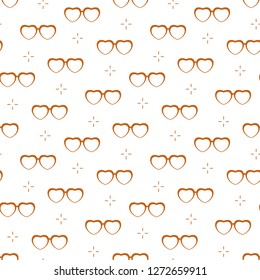 Seamless pattern with heart shaped glasses. Greeting card happy Valentine's Day. Romantic background. Design for banner, poster or print.