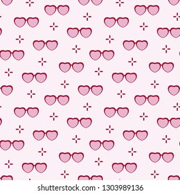 Seamless pattern with heart shaped glasses. Greeting card happy Valentine's Day. Romantic background. Design for banner, poster or print.