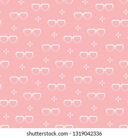 Seamless pattern with heart shaped glasses. Greeting card happy Valentine's Day. Romantic background. Design for banner, poster or print.