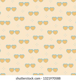 Seamless pattern with heart shaped glasses. Greeting card happy Valentine's Day. Romantic background. Design for banner, poster or print.