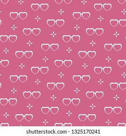 Seamless pattern with heart shaped glasses. Greeting card happy Valentine's Day. Romantic background. Design for banner, poster or print.