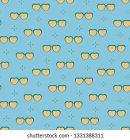 Seamless pattern with heart shaped glasses. Greeting card happy Valentine's Day. Romantic background. Design for banner, poster or print.