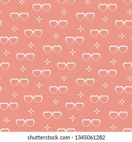 Seamless pattern with heart shaped glasses. Greeting card happy Valentine's Day. Romantic background. Design for banner, poster or print.
