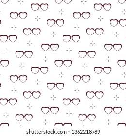 Seamless pattern with heart shaped glasses. Greeting card happy Valentine's Day. Romantic background. Design for banner, poster or print.