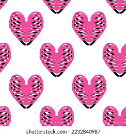 Seamless pattern with  heart shaped ribs Emo background