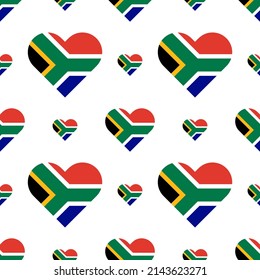 seamless pattern of heart shaped south africa flag. vector illustration