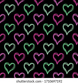 Forma cardíaca de patrón sin inconvenientes.Diseño tejido de impresión textil.Estilo retro vintage.Ilustración vectorial.