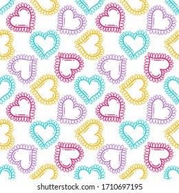 Seamless pattern heart shape.Design print fabric textile.Vintage retro style.Vector illustration.