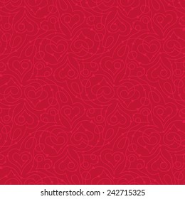 Seamless pattern with heart shapes and scroll lines vector illustration