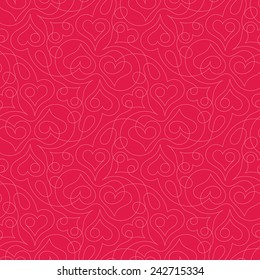 Seamless pattern with heart shapes and scroll lines vector illustration