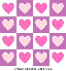 Seamless pattern with heart in square. Colorful background. Vector illustration