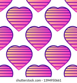 Seamless pattern with heart symbols on white background. Futuristic digital vector wallpaper. Pastel goth style aesthetics.