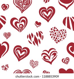 Seamless Pattern With Heart Valentines Day. Abstract background is in the hearts. Design for wedding, postcards, web,  cover.