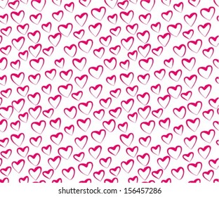 Seamless pattern of heart, Valentine's hand drawn background, vector