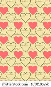 Seamless pattern with heart. Wallpaper, print, modern textile design, wrapping paper