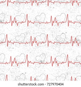 Seamless pattern with heartbeat