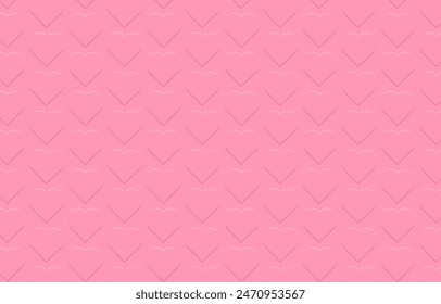 Seamless pattern with heart.Emboss pink heart repeat pattern.Cute graphic vector background.