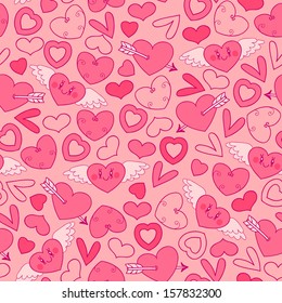 Seamless pattern with hearts. 