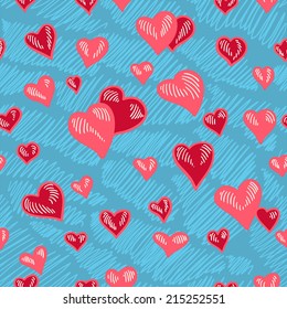 Seamless pattern of hearts