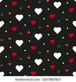 Seamless pattern with hearts. Abstract background for holiday web design, stationery covers, wallpapers, backdrops. Ornament for valentines. Fabric print for kid's outerwear, jackets, textile shoes.