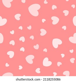 Patrón sin brillo con corazones. Resumen de patrones pastel con corazones blancos. Antecedentes al azar, caóticos de color rosa con confeti adorable.