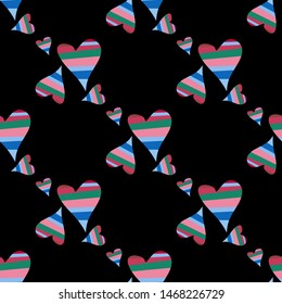 Seamless pattern with hearts. Abstraction. Squares