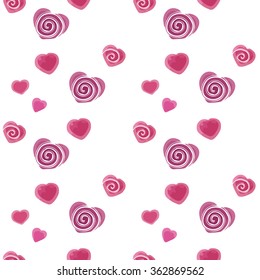 Seamless pattern with hearts and abstraction. Vector hand drawn illustration.
Valentines day card, seamless pattern.