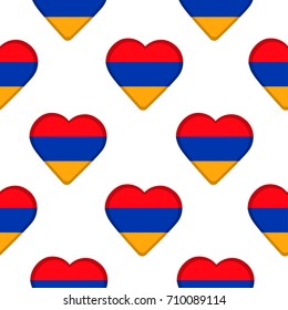 Seamless pattern from the hearts  with Armenia flag. Vector illustration