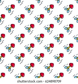 Seamless pattern of hearts with arrows. Background for design of packing wedding, invitation for Valentine's day, posters.