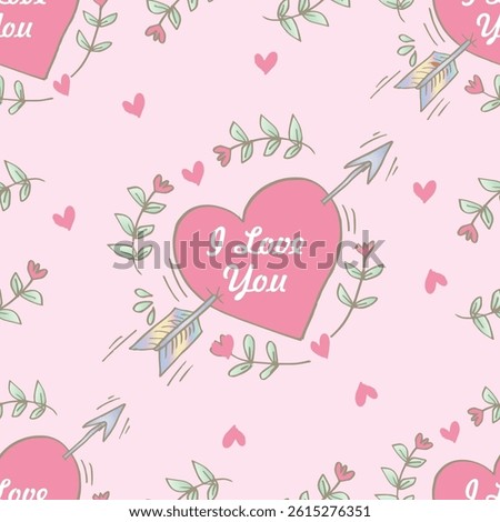 Seamless pattern with hearts and arrows. Vector illustration for Valentine's day.