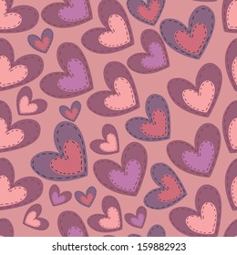 Seamless pattern with hearts with attached patches.