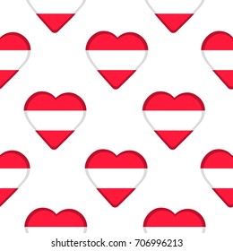 Seamless pattern from the hearts  with Austria flag. Vector illustration
